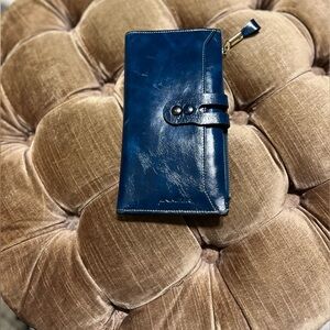 Blue faux leather wallet